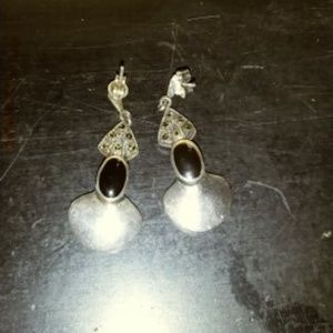 Black onyx and silver earrings